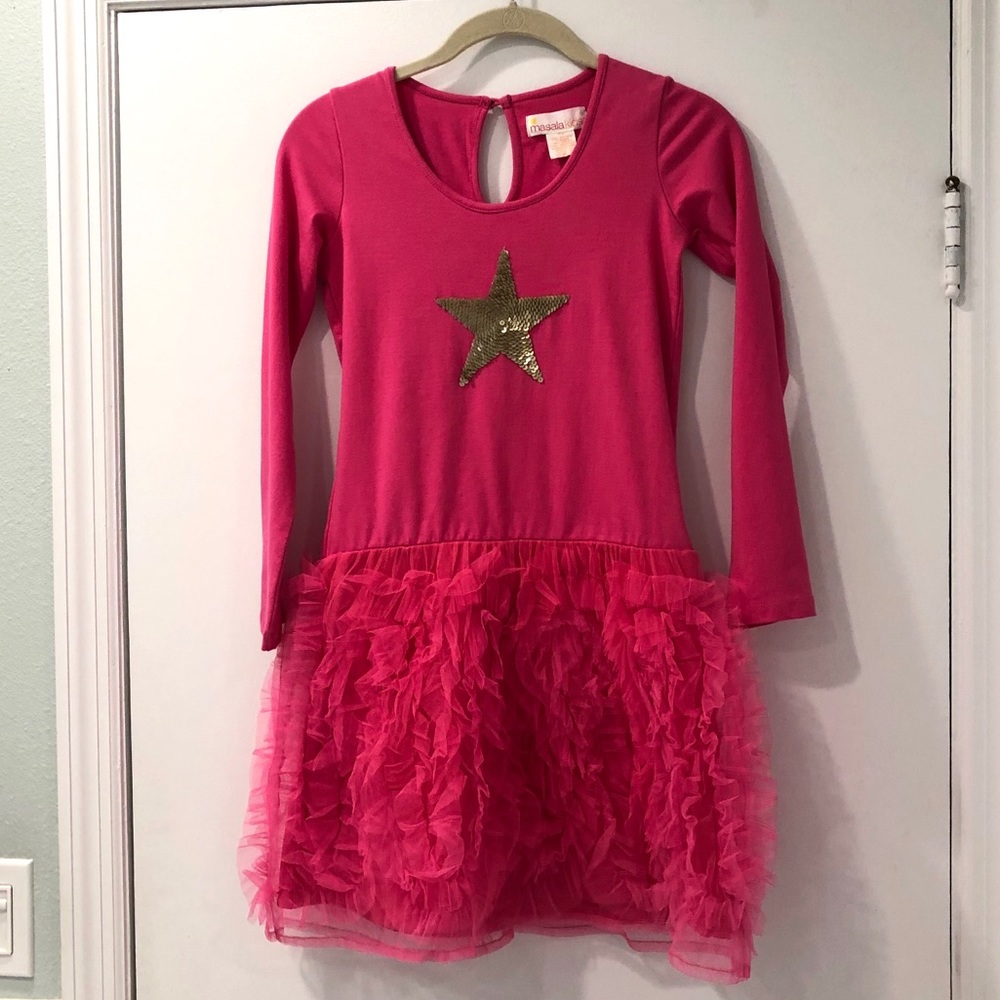 Boutique dress, tulle skirt with gold sequin star